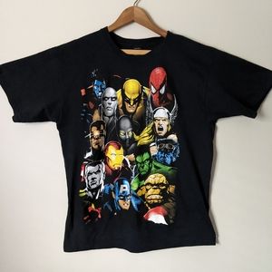 Marvel Mad Engine Vintage T-Shirt L Black short sleeve Spiderman Captain America